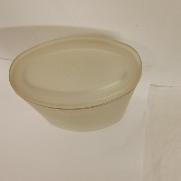 Vintage  Solid Frosty Glass Oval Canister 7"x5.5" - Picture 2 of 6